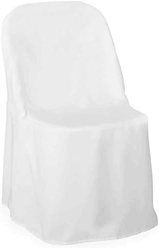 Lanns Linens 10 Pcs White Polyester Folding Chair Covers for Events