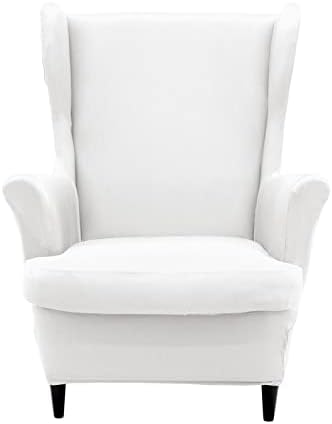 NILUOH 2-Piece Wingback Chair Cover with Elastic Bottom
