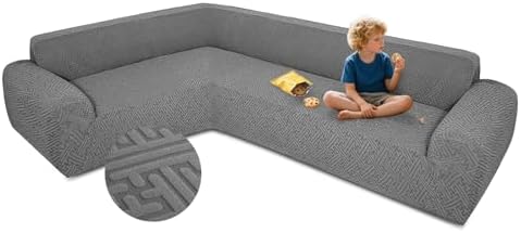 Stretch L Shape Sofa Cover for Sectional Pet Friendly Washable Gray