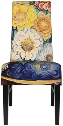Flowers Print Stretchable Dining Chair Cover - Removable and Machine Washable