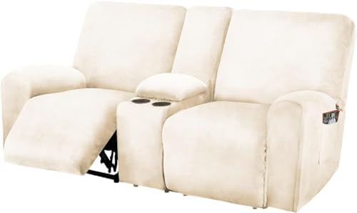 ULTICOR Velvet Reclining Love Seat Cover 8-Piece Set
