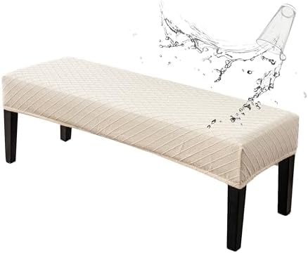 Genina Stretch Dining Bench Cover - Waterproof Jacquard Seat Protector