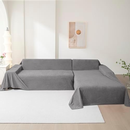 MEETSKY Couch Cover for 2 Cushion Couch Grey