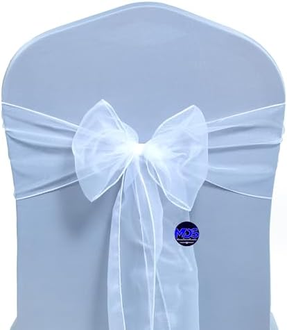 100 Pack Organza Chair Sashes Bows for Wedding Reception Event Banquets