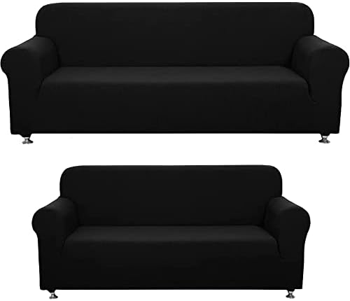 Sapphire Home 2-Piece Sofa and Loveseat Slipcovers Set Black