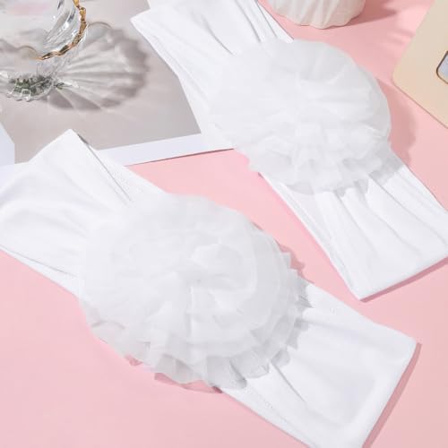 2PCS White Chair Back Bows Elastic Sashes for Wedding Events