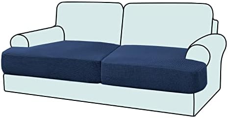 2-Pack Stretch T-Cushion Sofa Slipcovers - Navy 1