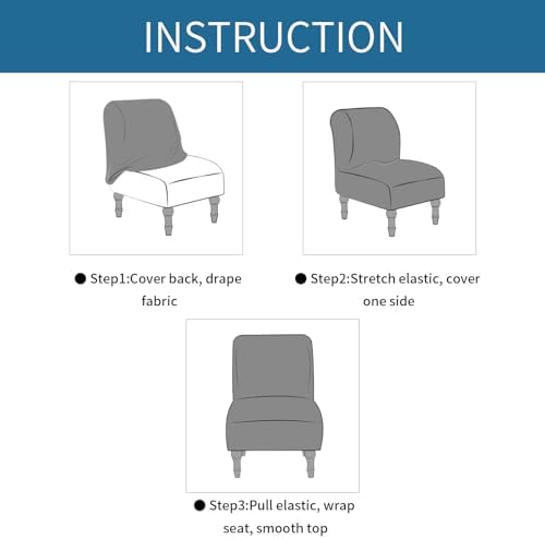 LavishCover Armless Accent Chair Slipcover - Dark Grey 1pc