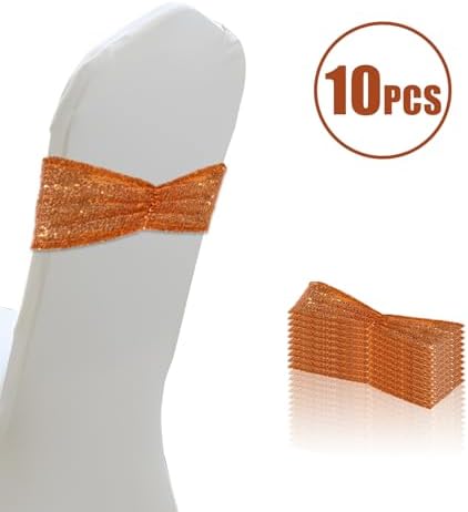 Eternal Beauty Orange Sequin Chair Bands Set of 10
