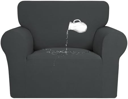 PureFit Dual Waterproof Sofa Slipcovers - Stretch Non Slip Fleece Chair Cover Dark Gray