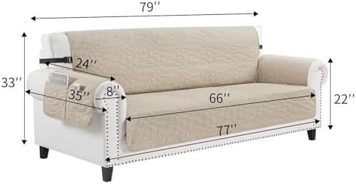 CUCRAF Non Slip Quilted Sofa Cover - Large Dark Gray