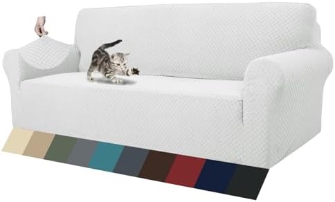 ZNSAYOTX 1 Piece Jacquard Sofa Cover - Extra Large White