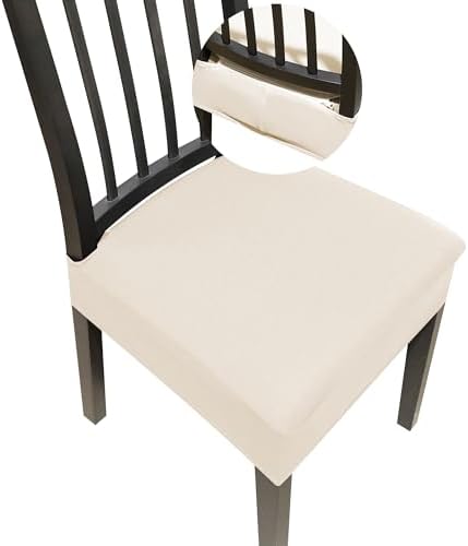 Dining Chair Covers Set of 6 with Zipper Beige