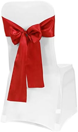 Obstal 50 PCS Red Satin Chair Sashes Bows for Wedding Reception