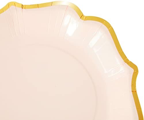 48 Pack Pink Gold Foil Scalloped Party Plates