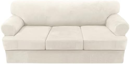 HVERSAILTEX 4 Piece Sofa Cover with T Cushions Ivory