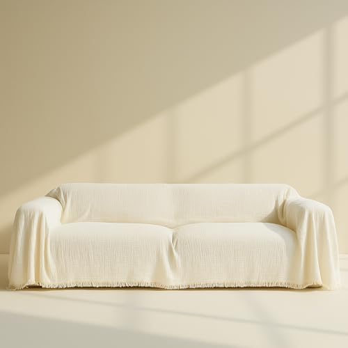Cream Sofa Cover 100 Organic Cotton 4 Layered Muslin