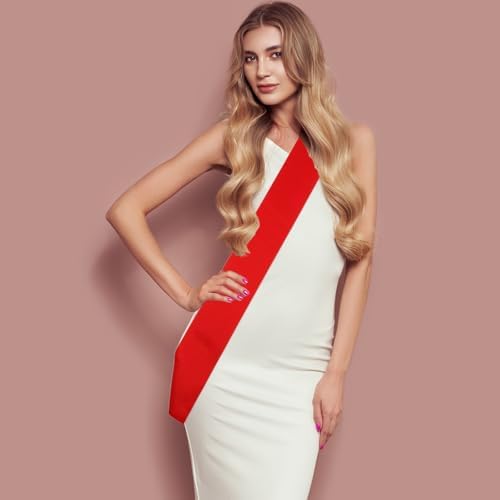 PATIKIL 63x4 Pink Satin Sash DIY Prom Queen Accessory