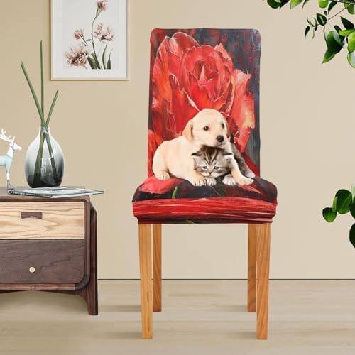 BOESI Oil on Canvas Rose Chair Cover Removable and Washable Slipcover