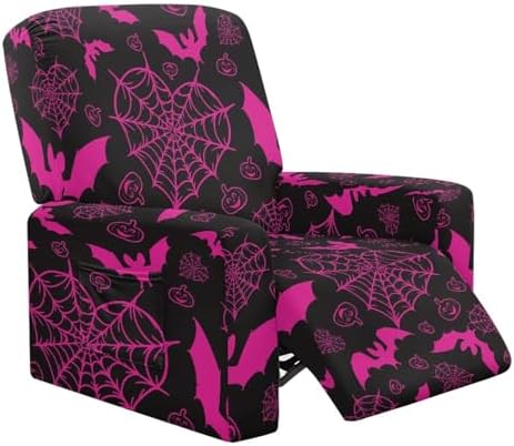 Pink Bat Spider Web Print Recliner Chair Slipcover