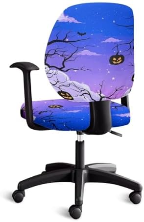 Halloween Starry Pumpkin Stretch Rotating Chair Slipcover 2 Piece