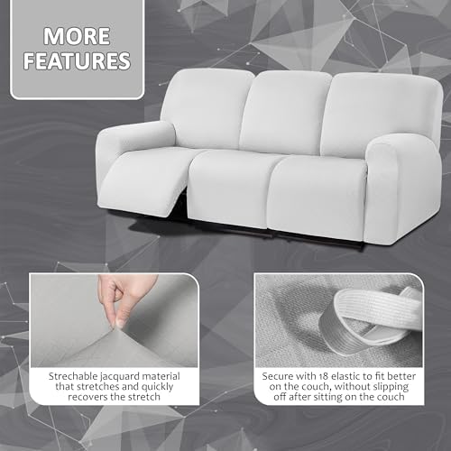 ULTICOR Squared Jacquard 8-Piece Recliner Sofa Cover