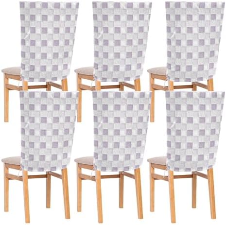 EtherSpher Oil on Canvas Purple White Checkered Seat Covers Set of 6