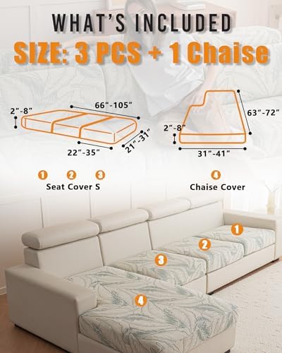 Washable Sectional Couch Covers Leaf Printed Pet Friendly
