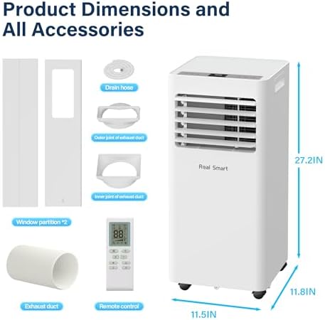 RealSmart 10000 BTU Quiet Portable AC Unit for Rooms