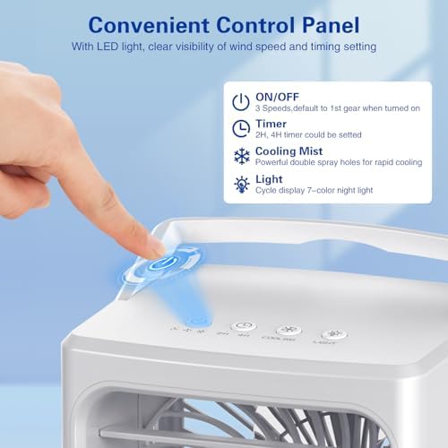 BriteZen Portable Air Conditioner with Icy Mist Mode and 7 Lights