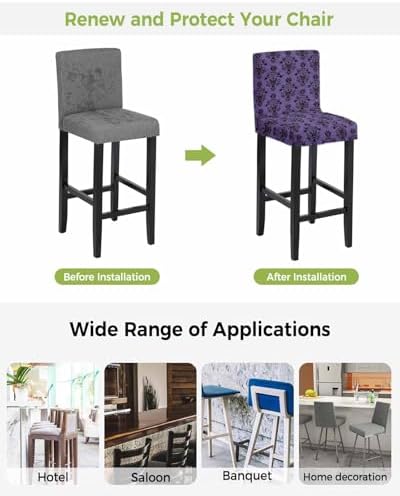 Halloween Bar Stool Covers Set of 4 Purple Black