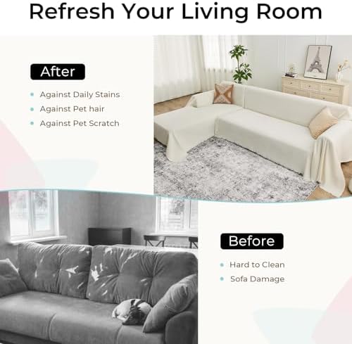 Sectional Couch Covers for Dogs 2 Pieces Chenille Sofa Slipcovers L Shaped