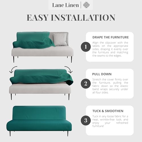 LANE LINEN Teal Armless Futon Cover - Stretch Fit Machine Washable