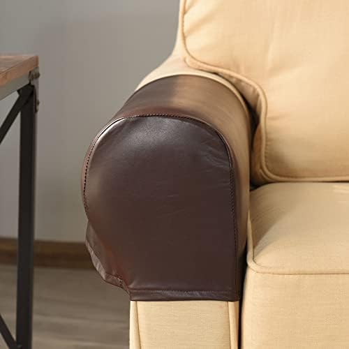 Vctops Waterproof Faux Pu Leather Armrest Covers Dark Coffee 2pcs