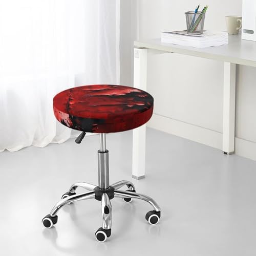 Abstract Red Textured Canvas Bar Stool Slipcover