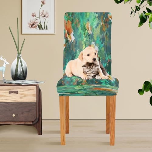 BOESI Oil on Canvas Yellow White Flowers Chair Cover