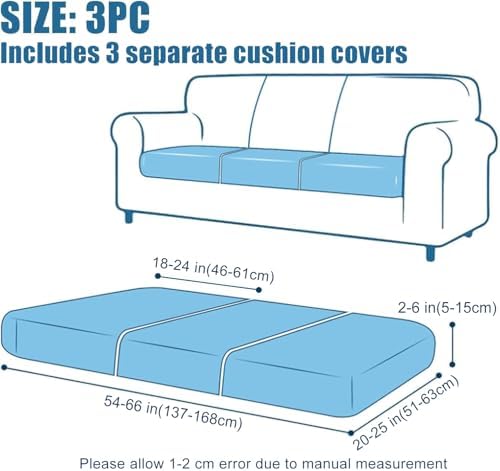 Smiry Waterproof Couch Cushion Covers 3PC Taupe