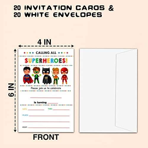CLIRBE Superhero Birthday Invitations 20 Pieces Set
