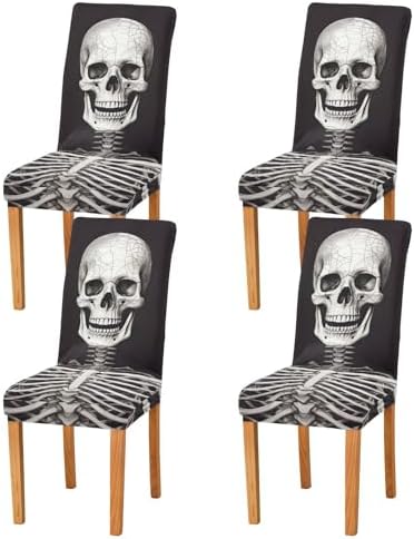 Halloween Skeleton Chair Covers Set of 2 for Dining Room and Kitchen