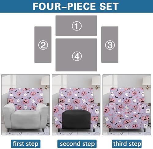 Ghost Pumpkin Lantern Recliner Slipcover with Arms