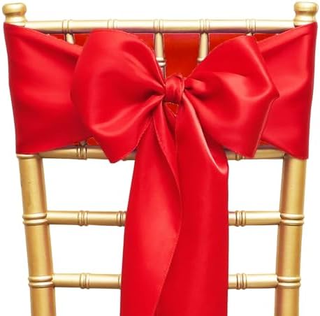 50 Piece Satin Red Chair Bows for Weddings and Events