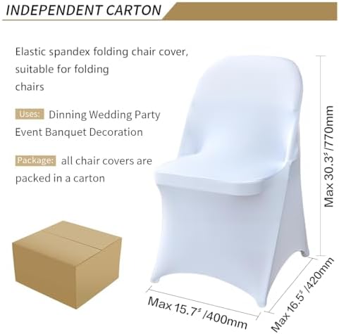 50 Pcs White Folding Chair Covers Universal Fit for Events and Parties