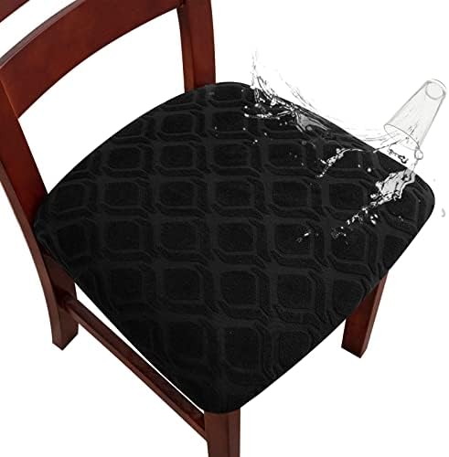 Genina Waterproof Dining Chair Covers 4 PCS Jacquard-Black