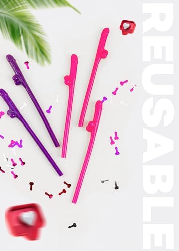 10 pcs Bachelorette Penis Party Confetti Straw Set
