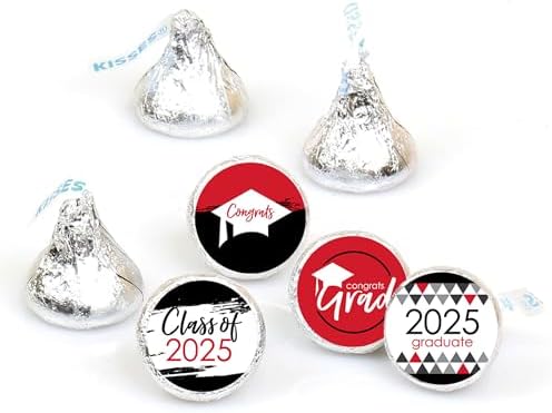 Red Graduation Candy Sticker Favors - 108 Stickers per Sheet