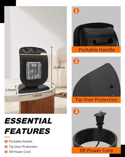 Tectake 1500W Outdoor Heater with Oscillation and Safety Features
