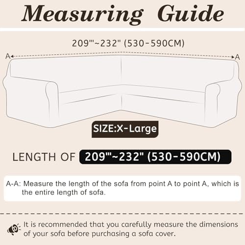 Arfntevss Magic Stretch L Shape Sofa Cover Dove Grey X-Large