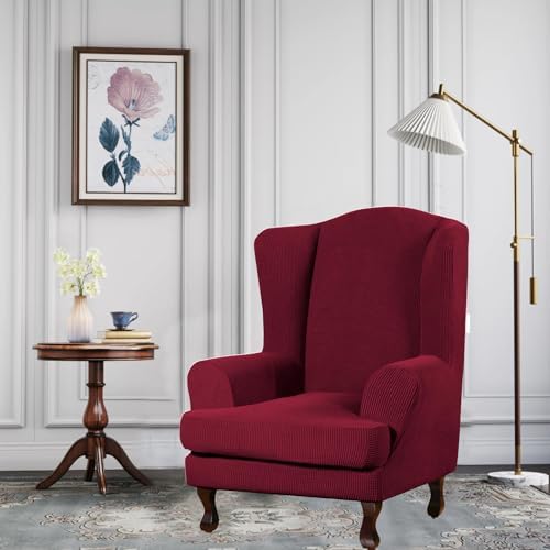 INFLAG 2 Piece Wing Chair Slipcover Burgundy
