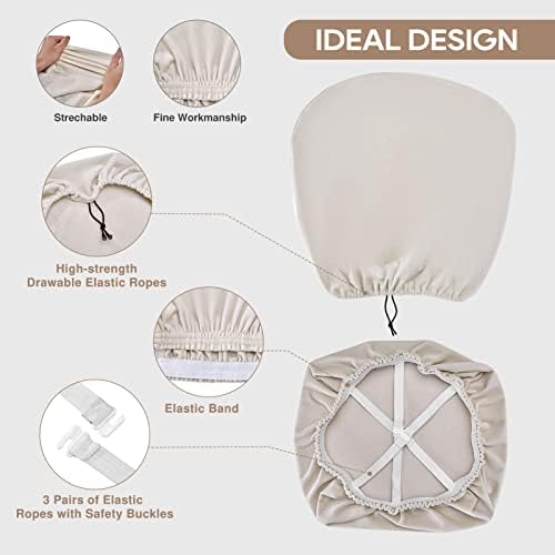 NeColorLife Velvet Chair Cover 2Pcs Set Beige