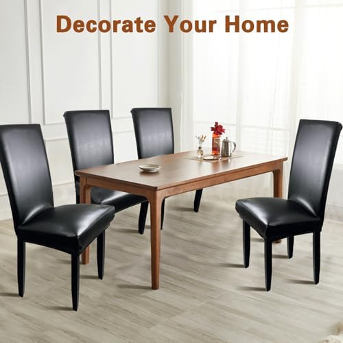 WUSOUPU Dining Chair Covers Set of 4 Black Waterproof Slipcovers